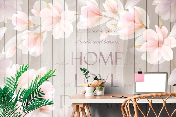 Carta da parati – Magnolia Vintage con Scritta