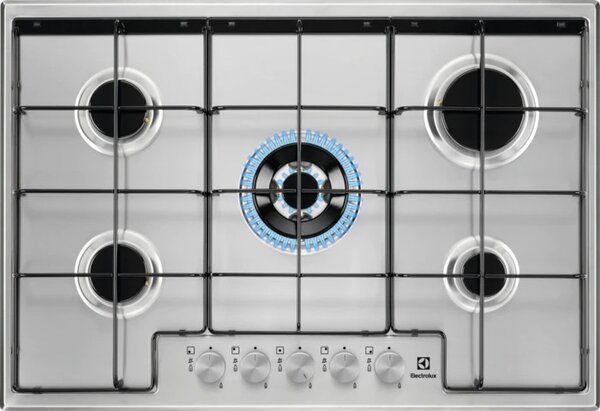 Electrolux EGS7534X Serie 300 Slim Line Piano Cottura 5 Fuochi a Gas 75 cm (1 Bruciatore Wok) colore Inox