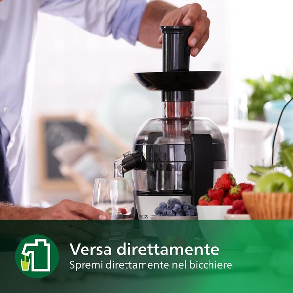 Philips Estrattore di Succo Frutta e Verdura Potenza 500 watt Capacit succo 500 ml colore Nero - HR1832/00 Viva Collection