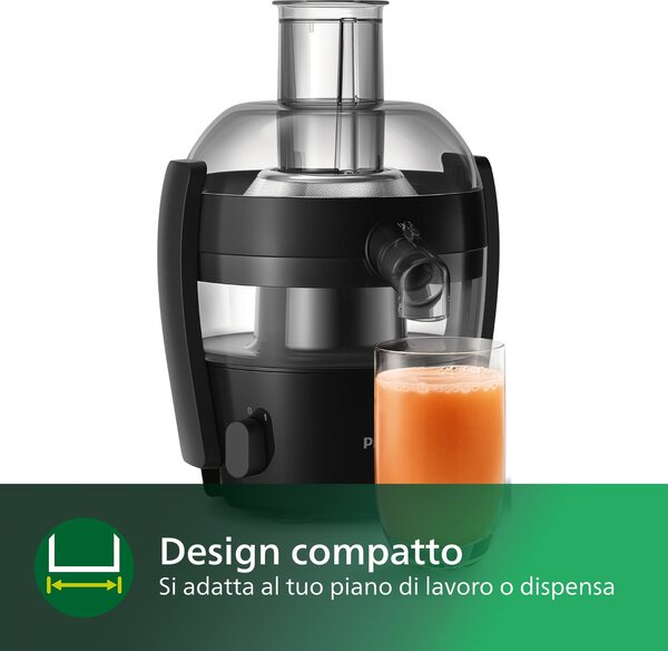 Philips Estrattore di Succo Frutta e Verdura Potenza 500 watt Capacit succo 500 ml colore Nero - HR1832/00 Viva Collection