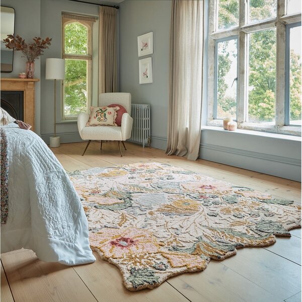 Tappeto in lana rosa chiaro tessuto a mano 120x170 cm Daphne Shaped Floral - Flair Rugs