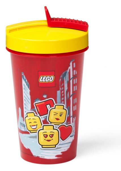 Tazza rossa con coperchio giallo e cannuccia , 500 ml Iconic - LEGO®