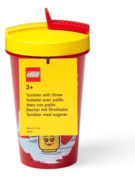 Tazza rossa con coperchio giallo e cannuccia , 500 ml Iconic - LEGO®
