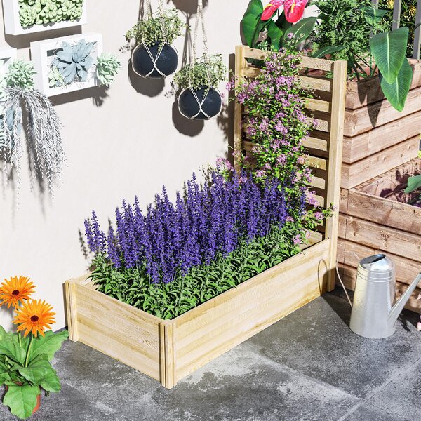 VivaGarden Fioriera con Traliccio per Rampicanti e Fondo Aperto in Legno di Abete 115x60x110 cm colore Legno - K626ND