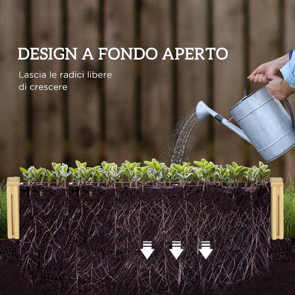 VivaGarden Fioriera con Traliccio per Rampicanti e Fondo Aperto in Legno di Abete 230x60x110 cm colore Legno - R4710ND