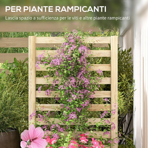 VivaGarden Fioriera con Traliccio per Rampicanti e Fondo Aperto in Legno di Abete 115x60x110 cm colore Legno - K626ND