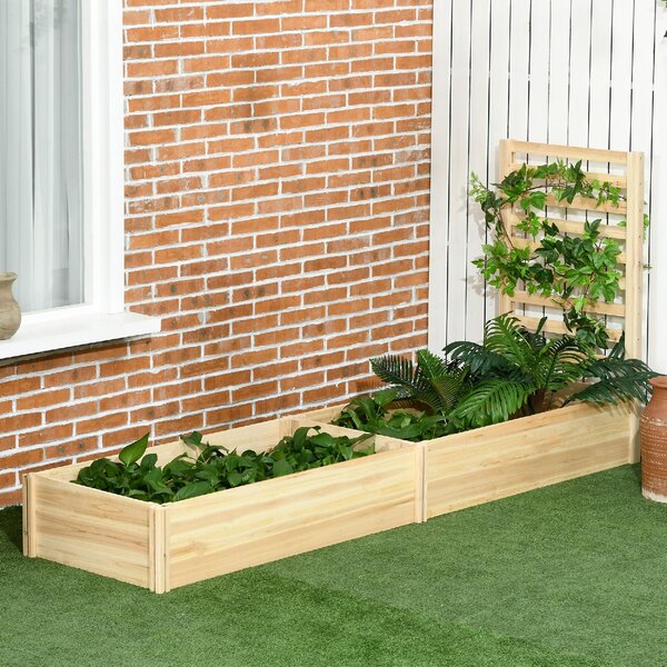 VivaGarden Fioriera con Traliccio per Rampicanti e Fondo Aperto in Legno di Abete 230x60x110 cm colore Legno - R4710ND