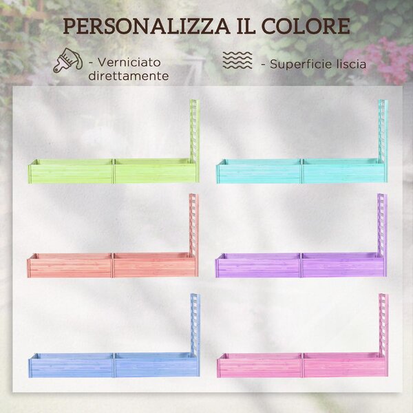 VivaGarden Fioriera con Traliccio per Rampicanti e Fondo Aperto in Legno di Abete 230x60x110 cm colore Legno - R4710ND
