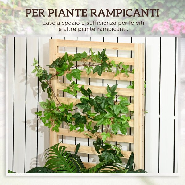 VivaGarden Fioriera con Traliccio per Rampicanti e Fondo Aperto in Legno di Abete 230x60x110 cm colore Legno - R4710ND