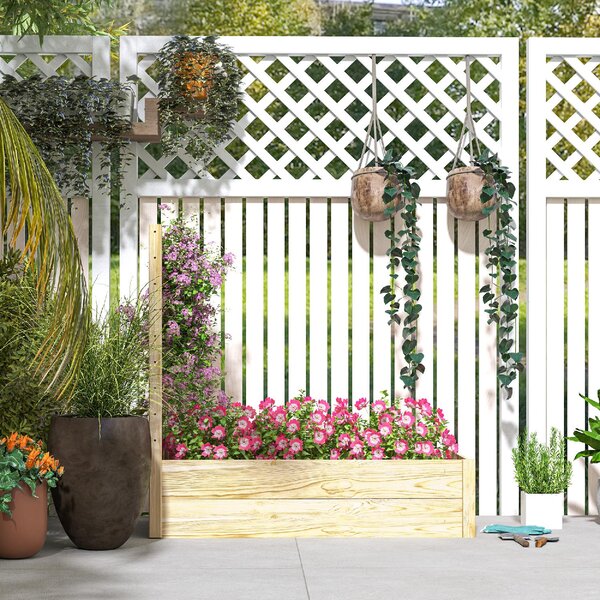 VivaGarden Fioriera con Traliccio per Rampicanti e Fondo Aperto in Legno di Abete 115x60x110 cm colore Legno - K626ND