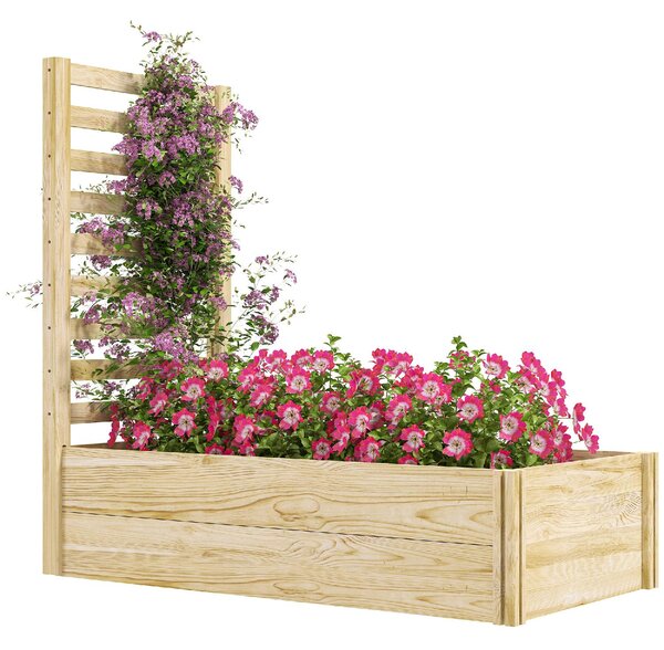 VivaGarden Fioriera con Traliccio per Rampicanti e Fondo Aperto in Legno di Abete 115x60x110 cm colore Legno - K626ND