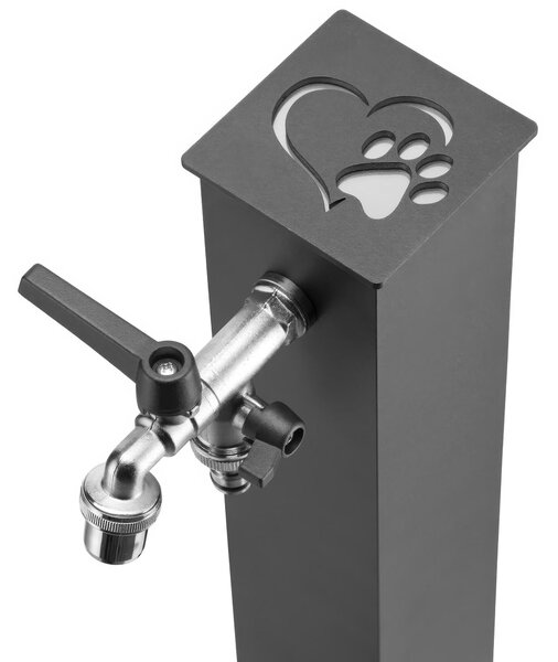 Fontana con doppio Rubinetto con Vaschetta, Abbeveratoio e Base Belfer PET Dimensioni 30x28x110 cm - peso 6,5 kg design, colore Antracite
