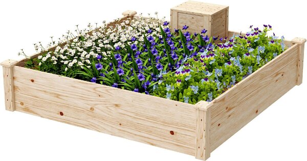 VivaGarden Fioriera da Esterno in Legno di Abete con Compostiera e Fondo Aperto 123x123x25.5 cm colore Legno - K627ND