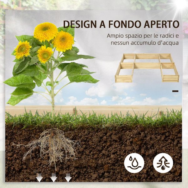 VivaGarden Fioriera in Legno di Abete da Esterno 5 Pezzi componibili a Fondo Aperto 230x230x28 cm