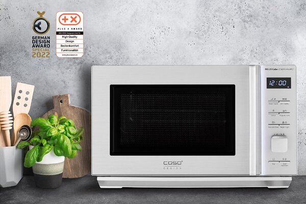 CASO GERMANY Forno a Microonde con Grill Capacit 20 Litri Potenza 800 Watt colore Argento - MG 20 Cube Ceramic 3325