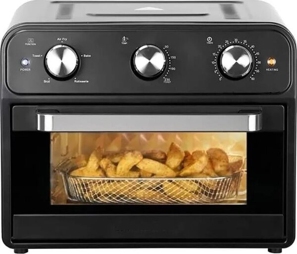 Akai Forno Elettrico Fornetto Ventilato Capacit 25 Litri Potenza 1800W con Funzione Friggitrice ad Aria, Girarrosto e Teglia a Rete colore Nero - 