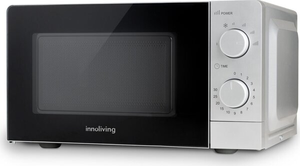 INNOLIVING Forno Microonde Capacit 19 Litri Potenza 700 Watt Funzione Scongelamento colore Nero e Argento - INN-860