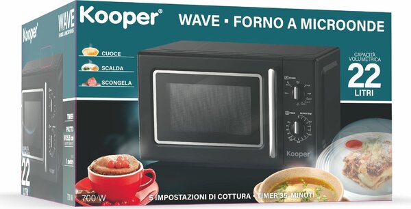 Kooper Forno Microonde Capacit 22 Litri Potenza 700 Watt colore Nero - 5914418 Vintage