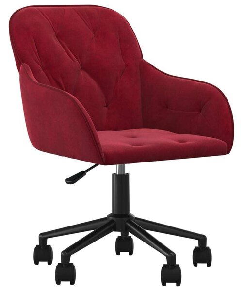 VidaXL Sedia da ufficio girevole in velluto rosso vino