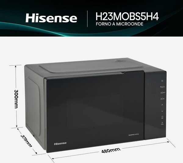 Hisense Forno Microonde Capacit 23 Litri Potenza 800 Watt Display LED colore Nero - H23MOBS5H4