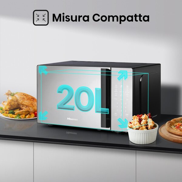 Hisense Forno Microonde Combinato con Grill Capacit 20 Litri Potenza 700 Watt colore Argento - H20MOMBS4