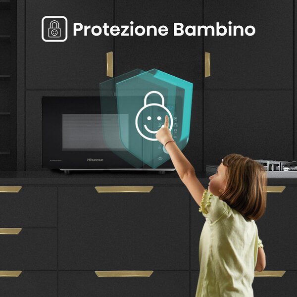 Hisense Forno Microonde Combinato con Grill Capacit 20 Litri Potenza 700 Watt Display LED colore Nero - H20MOBSD1HG