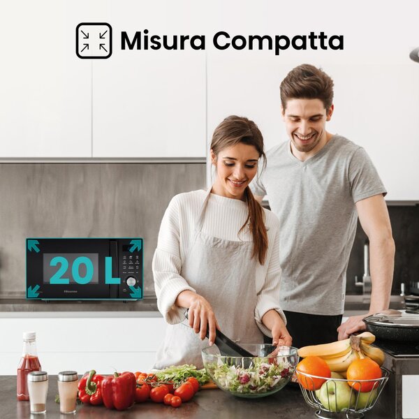 Hisense Forno Microonde Combinato con Grill Capacit 20 Litri Potenza 700 Watt Display LED colore Nero - H20MOBSD1HG