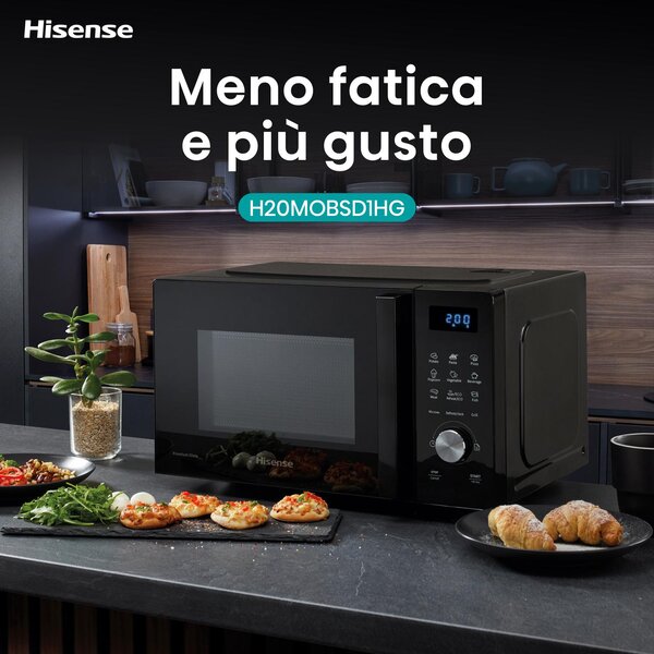 Hisense Forno Microonde Combinato con Grill Capacit 20 Litri Potenza 700 Watt Display LED colore Nero - H20MOBSD1HG