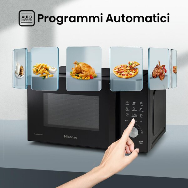 Hisense Forno Microonde Combinato con Grill Capacit 20 Litri Potenza 700 Watt Display LED colore Nero - H20MOBSD1HG