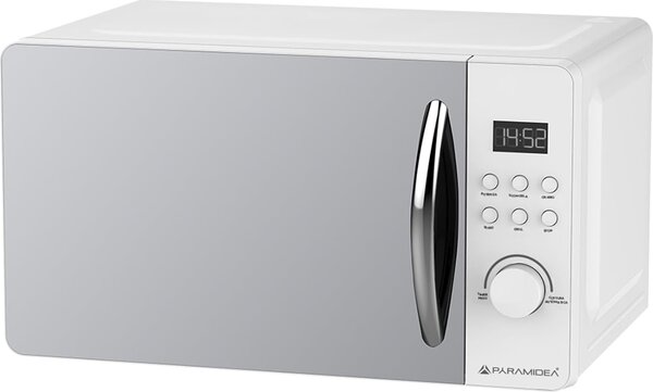 PYRAMIDEA Forno Microonde Combinato con Grill Capacit 20 Litri Potenza 800 Watt con Vetro Semi-Specchiato colore Bianco - FOM202W