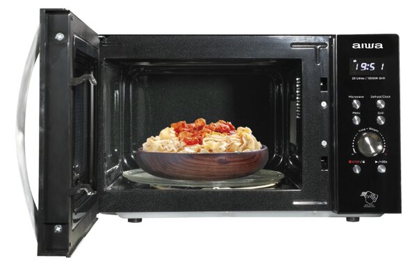 Aiwa Forno Microonde Combinato con Grill Capacit 23 Litri Potenza 800 Watt colore Nero con Porta in Vetro - MW230DGBK