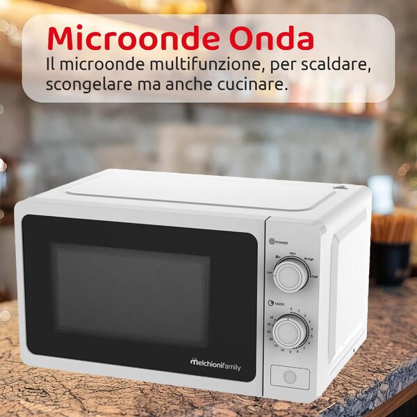 Melchioni Forno Microonde Combinato con Grill Capacit 20 Litri Potenza 800 Watt con Timer Meccanico colore Bianco - ONDA