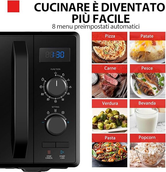 Toshiba Forno Microonde Combinato con Grill Capacit 23 Litri Potenza 900 Watt colore Nero - MW-AG23P