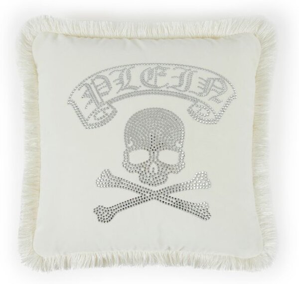 Cuscino D'arredo In Velluto Crystal Skull 40x40 Premoli Di Bella Tinta Unita Ivory Caleffi