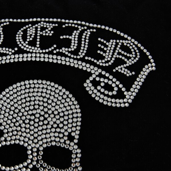 Cuscino D'arredo In Velluto Crystal Skull 40x40 Premoli Di Bella Tinta Unita Black Caleffi
