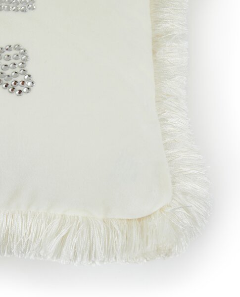 Cuscino D'arredo In Velluto Crystal Skull 40x40 Premoli Di Bella Tinta Unita Ivory Caleffi