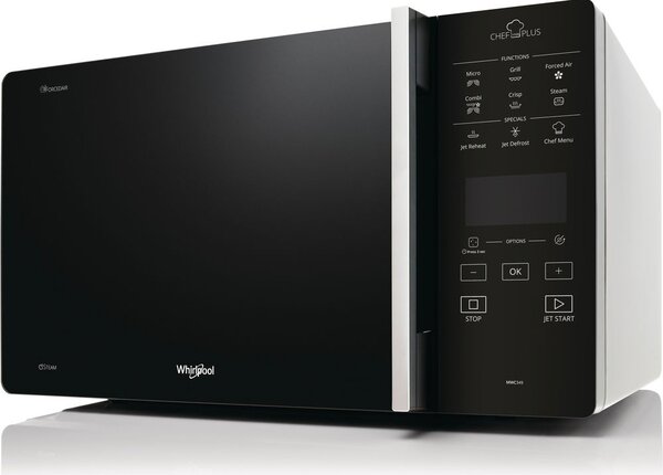 Whirlpool Forno Microonde Combinato con Grill Capacit 25 Litri Potenza 800 Watt con Funzione Vapore Jet Defrost e Crisp colore Nero - MCP 349 SL