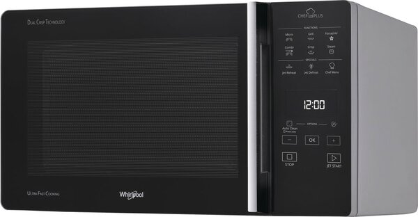 Whirlpool Forno Microonde Combinato con Grill Capacit 25 Litri Potenza 800 Watt con Funzione Vapore Jet Defrost e Crisp colore Nero - MCP 349 SL