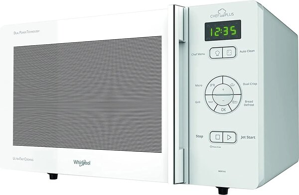 Whirlpool Forno Microonde Combinato con Grill Capacit 25 Litri Potenza 800 Watt con Funzione Crisp colore Bianco - MCP 345 WH
