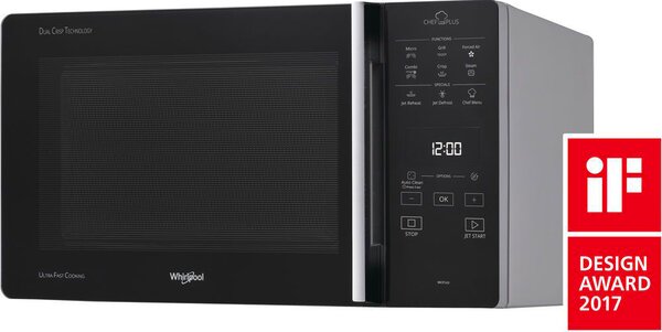 Whirlpool Forno Microonde Combinato con Grill Capacit 25 Litri Potenza 800 Watt con Funzione Vapore Jet Defrost e Crisp colore Nero - MCP 349 SL