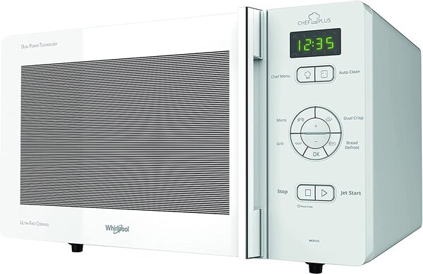 Whirlpool Forno Microonde Combinato con Grill Capacit 25 Litri Potenza 800 Watt con Funzione Crisp colore Bianco - MCP 345 WH