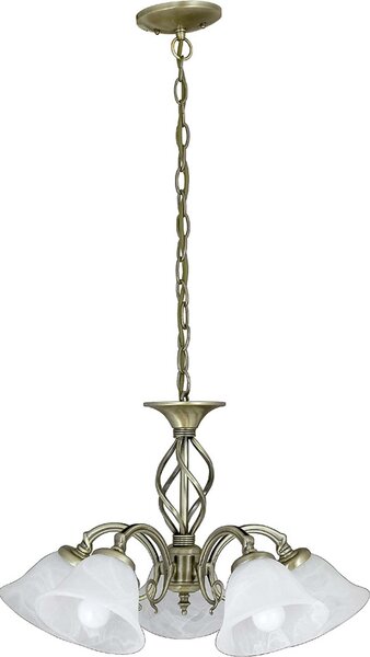 Rabalux 7135 Lampadario 5 spot Beckworth, E14, bronzo-argento-bianco, rotondo, classico, ø580mm