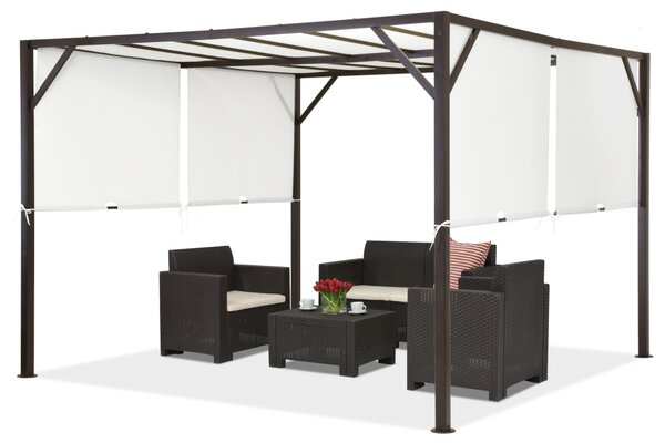 Pergola per terrazzo in metallo Santorini 3 x 3 m marrone-bianca Garden Point