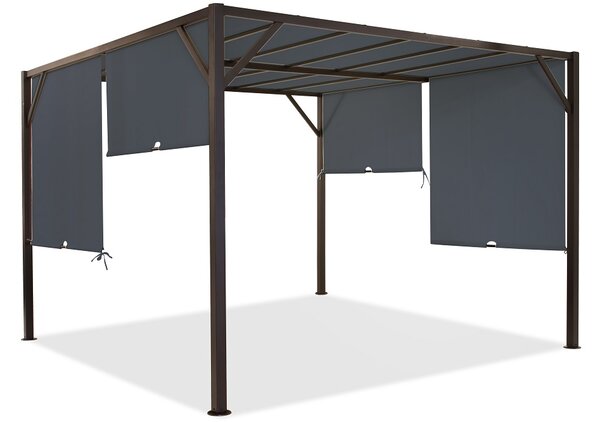 Pergola in metallo per terrazza Santorini 3 x 3 m marrone-antracite Garden Point