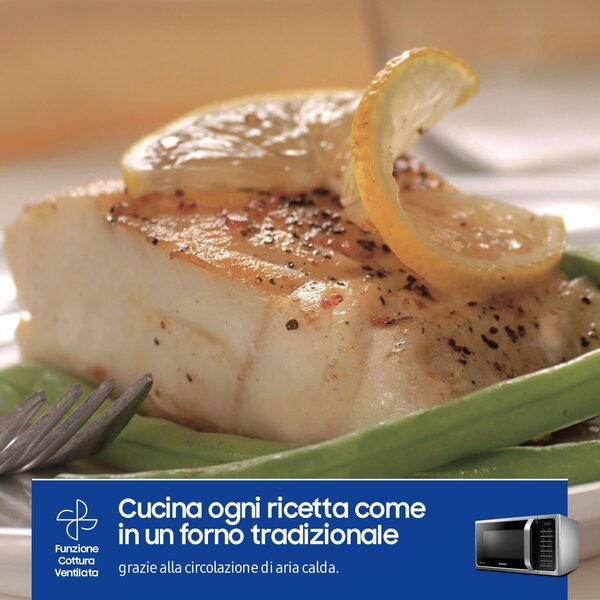 Samsung Forno Microonde Combinato con Grill, Capacit 28 Litri, Potenza 900 Watt, Cottura Ventilata, colore Nero/Argento - MC 28H5015 AS