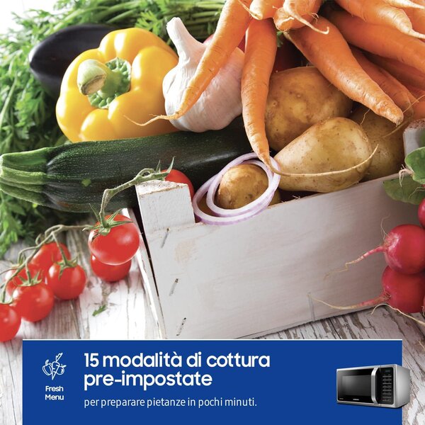 Samsung Forno Microonde Combinato con Grill, Capacit 28 Litri, Potenza 900 Watt, Cottura Ventilata, colore Nero/Argento - MC 28H5015 AS