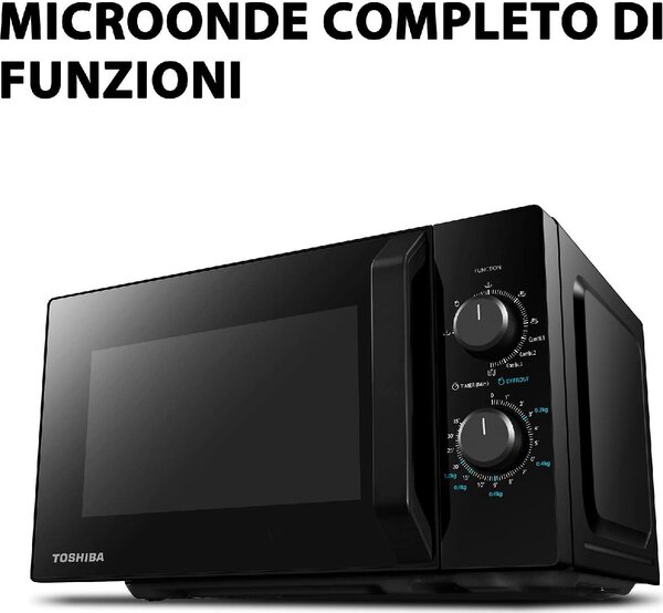 Toshiba Forno Microonde con Grill Capacit 20 Litri Potenza 800 Watt Timer colore Nero - MW-MG20P