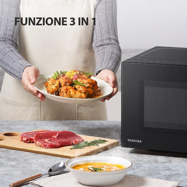 Toshiba Forno Microonde con Grill Capacit 20 Litri Potenza 800 Watt Timer colore Nero - MW-MG20P