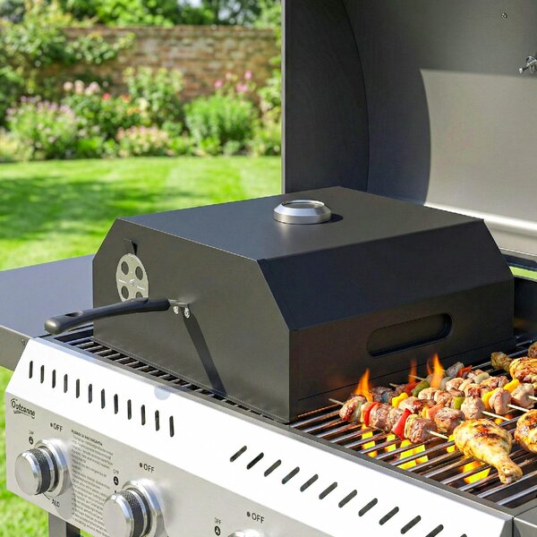DecHome Forno per Pizza in Metallo con Pietra in Cordierite e Termometro 53x40x18.5 cm colore Nero