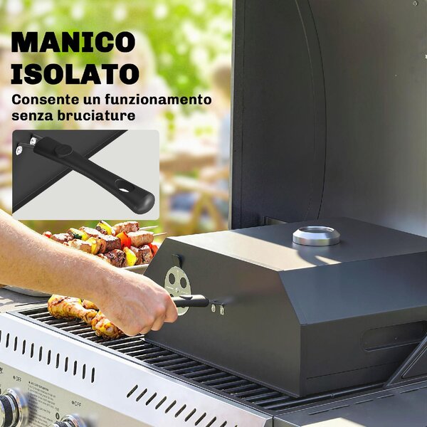 DecHome Forno per Pizza in Metallo con Pietra in Cordierite e Termometro 53x40x18.5 cm colore Nero